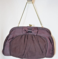 Vintage Ingber Eggplant Satin Evening Clutch Purse 1950s Gold Clasp Made in USA