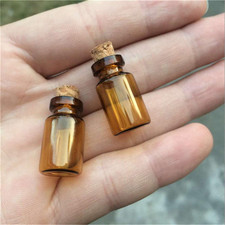 Mini Glass Bottles w/ Cork, Amber Vials Jars, Gift, DIY Empty Little Bottles