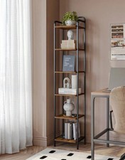 Wooden Shelf 6 Tier Rustic Rack Display Unit Metal Frame Storage Bookcase