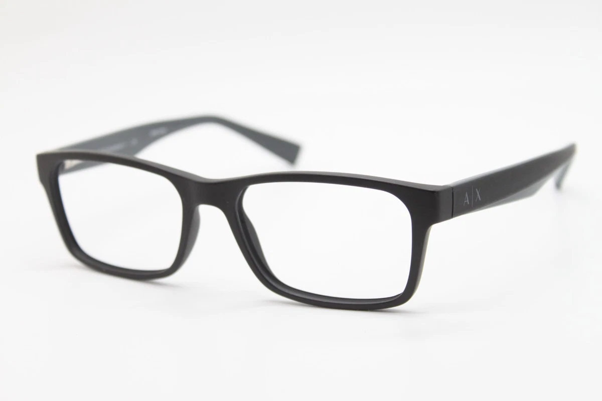Armani Exchange Ax 3023 8078 Satin Black Authentic Eyeglasses 53-17-140 Armani Exchange Plastic Frame Square Eyeglass Frames for  main image 4