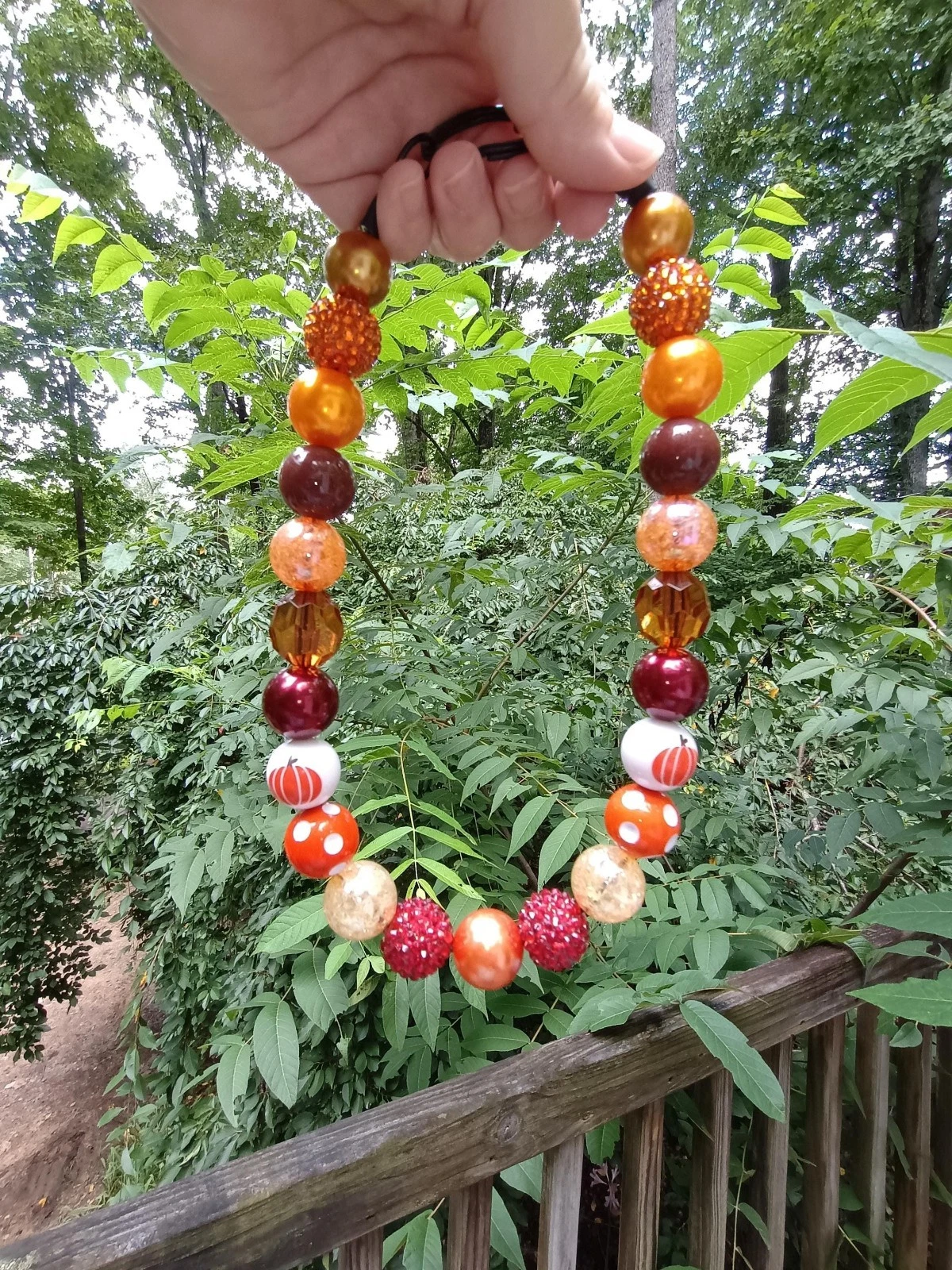 Fall Dog Necklace, Autumn Chunky Bead Pet Jewelry, Pumpkin Spice Dog Necklace, O