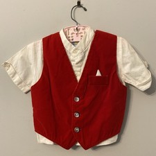 Vtg Petit Canard Velvet Outfit Boys Size 4 Vest And Shirt