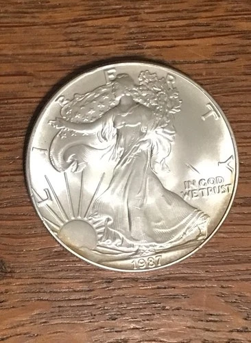 Beautiful Toned - 1987 American Silver Eagle 1 Oz.  Fine Silver
