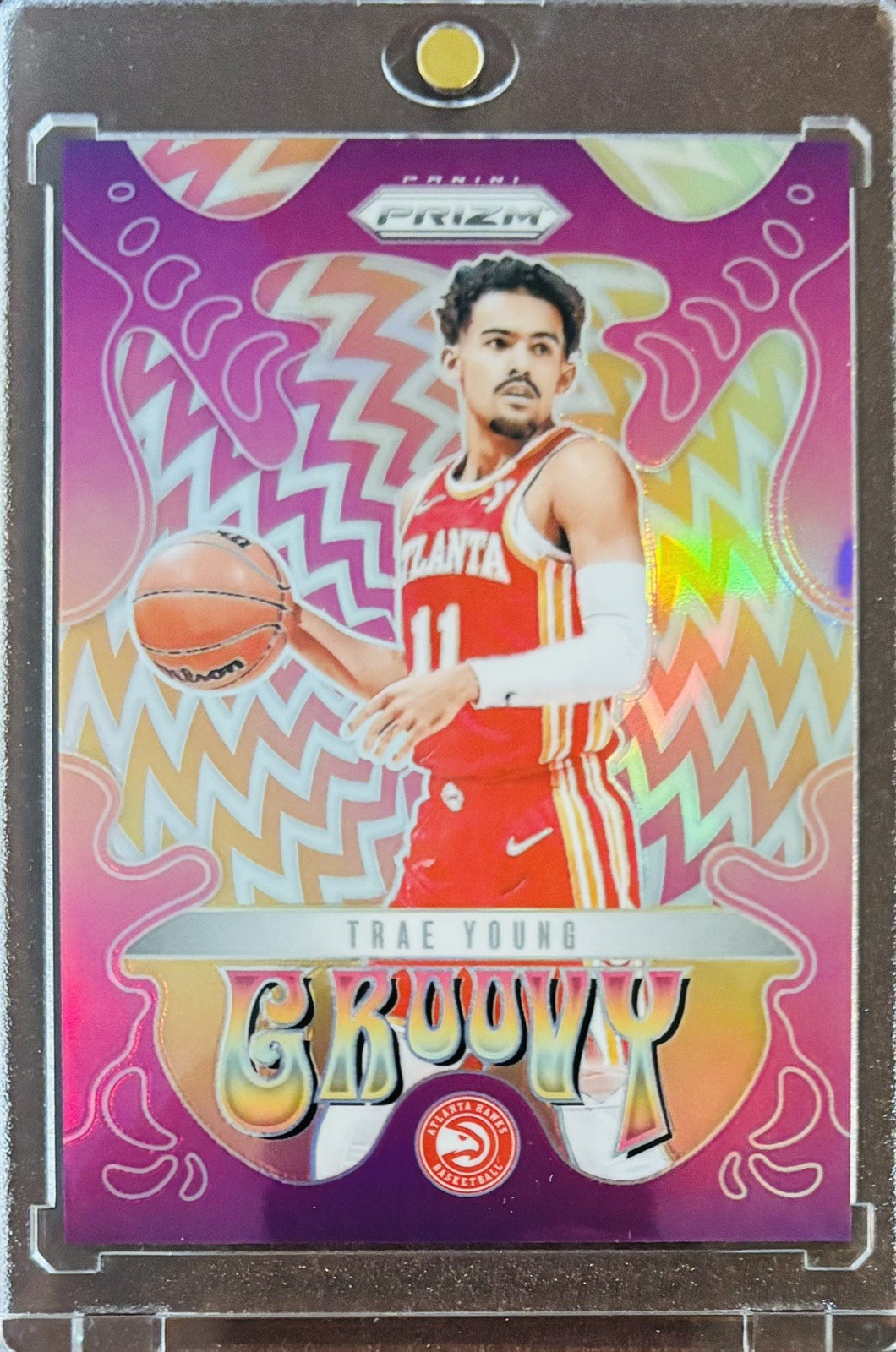 Trae Young 2024-25 Panini Prizm Groovy Prizms #12 SSP Case Hit