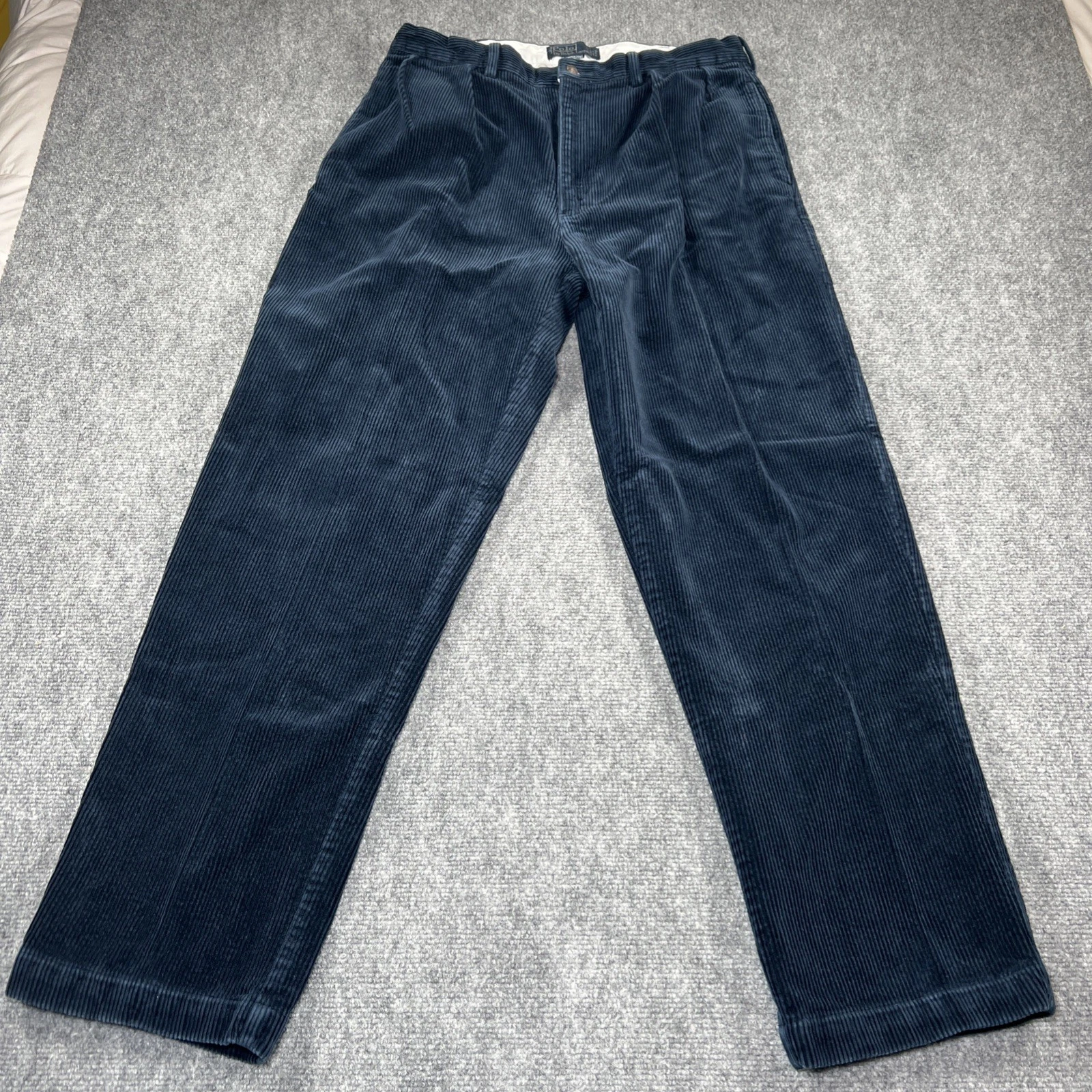Polo Ralph Lauren Corduroy Pants Classic Fit Navy Blue Mens Tag 36x32 Fits 35x31