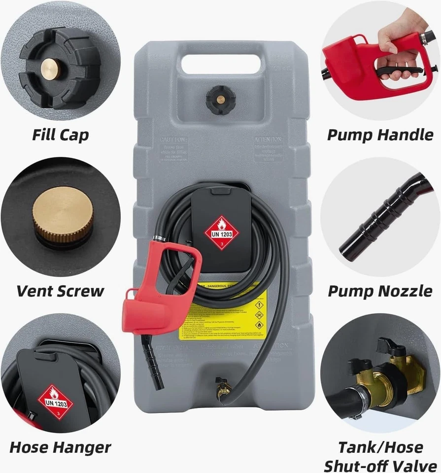 57L Fuel Caddy 15Gallon Gasoline Can Diesel Fuel Tank On-Wheels w/ Transfer Pump - image 4 of 4
