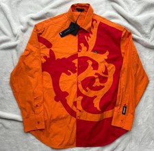 Versace Red & Orange Barocco-Motif Poplin Shirt - 3XL - $950 - New - Authentic