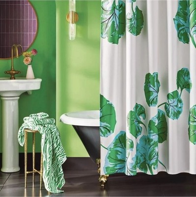 Diane von Furstenberg DVF for Target Geranium Leaf Green Blue Shower Curtain