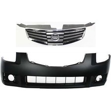 Grille For 2007-2008 Nissan Maxima Front Chrome Shell Painted Black Insert Kit