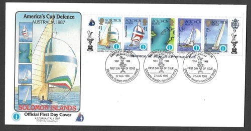 America's Cup Defence Australia 1987 FDC 1986 Solomon Islands Stamps Cover #9