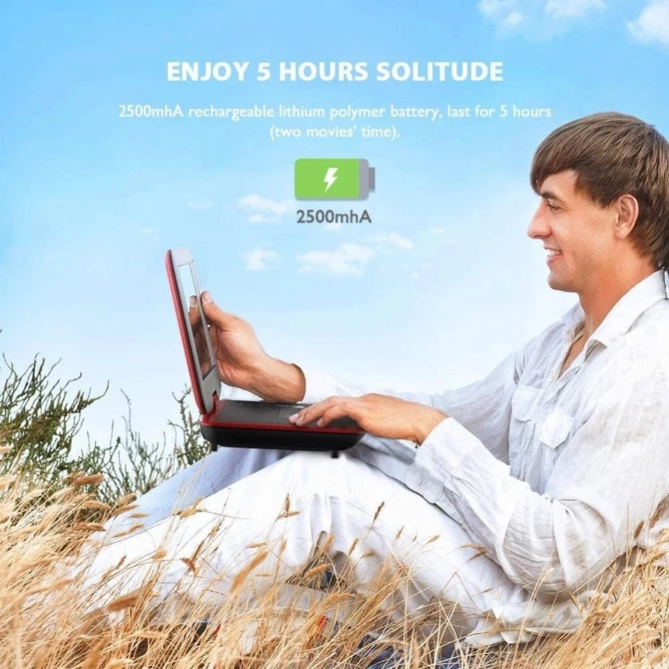 ieGeek 11.5" Portable DVD Player Swivel Screen Rechargeable Battery Region Free - Image 3 of 4