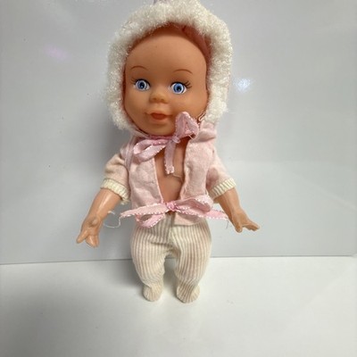 Vintage 3 Headed Baby Doll Hong Kong Head Rotates Sleeping Crying Smiling Pink