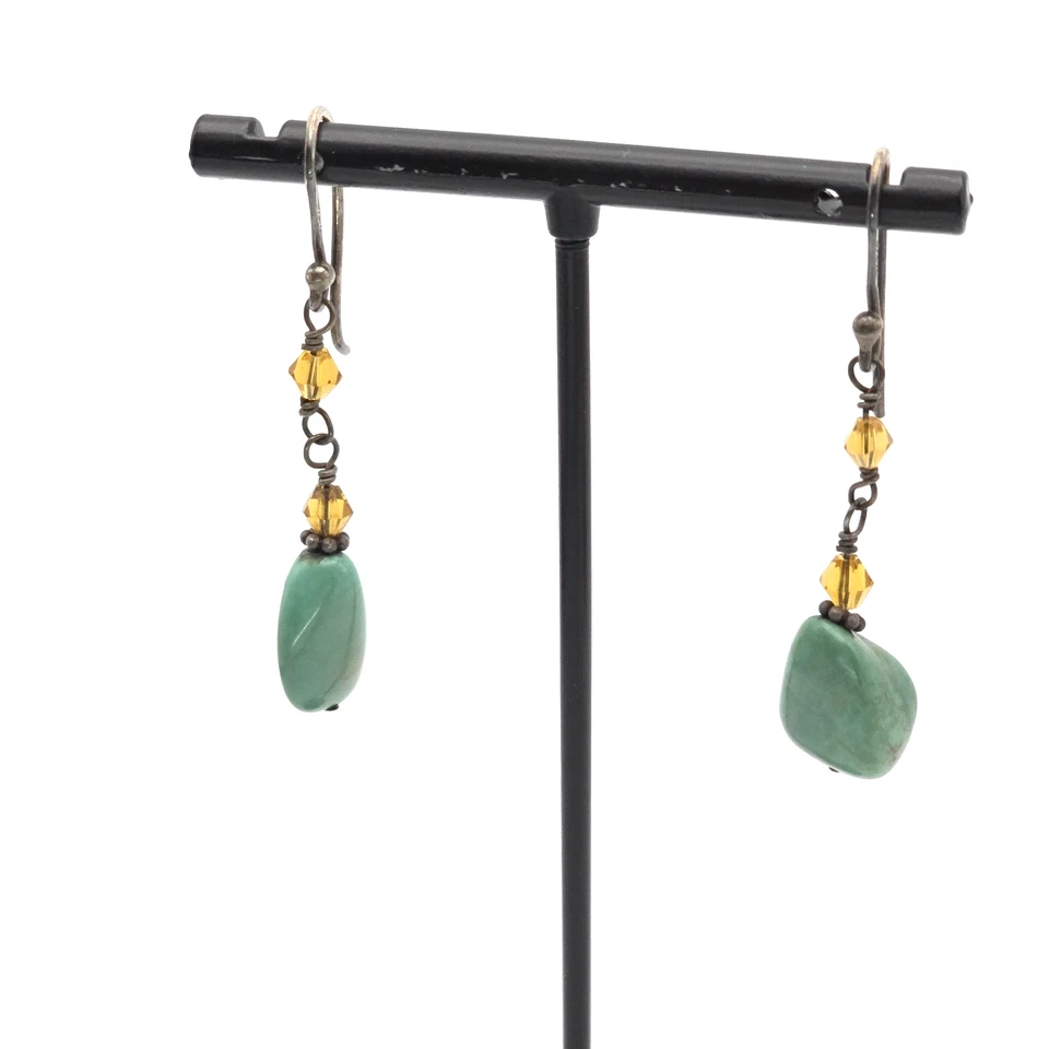 Vintage SILPADA Turquoise Earrings Crystals 925 Sterling Silver Dangle Drop - Image 2 of 4