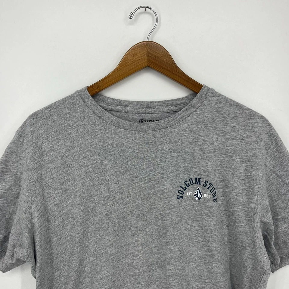 Volcom T-Shirt Men's Size L Gray Double Sided Graphic Logo Crew Neck - Image 2 of 4