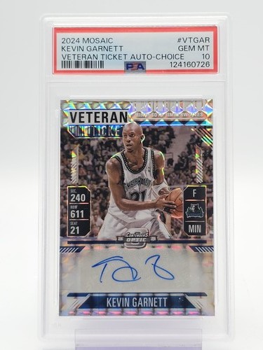 KEVIN GARNETT 2024-25 MOSAIC CONTENDERS OPTIC VETERAN CHOICE AUTO PSA 10 Q4339