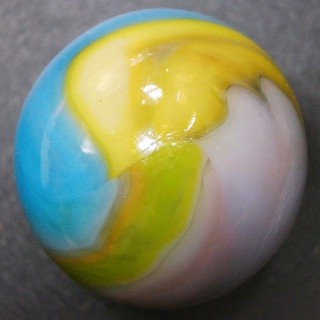 Vintage Vitro Agate 5 Color Parrot w/Pink Marble. .86" Mint Condition.