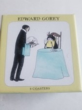 Pomegranate Edward Gorey Bustopher Jones cork backed laminated 8 Coasters