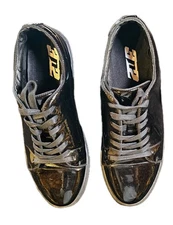 3 N 2 SHINY BLACK FAUX LEATHER LACE UP SNEAKERS MENS SZ 10.5