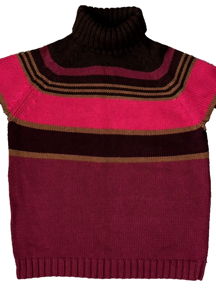 Suéter vintage Lands End para mujer cuello alto mediano púrpura pesado rosa marrón Y2K Foto 2 de 4