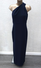 WHISTLES Bethan One Shoulder Long Maxi Dress Size 12 Navy Blue Evening £215