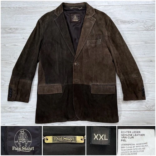 Recent $2995 Paul Stuart Colorblock Brown Suede Leather Blazer Jacket, XXL 44 46 - product listing photo