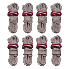 8-Pack High-Reflective Guy Lines, 4mm Tent Cords with Tensioners, Khaki