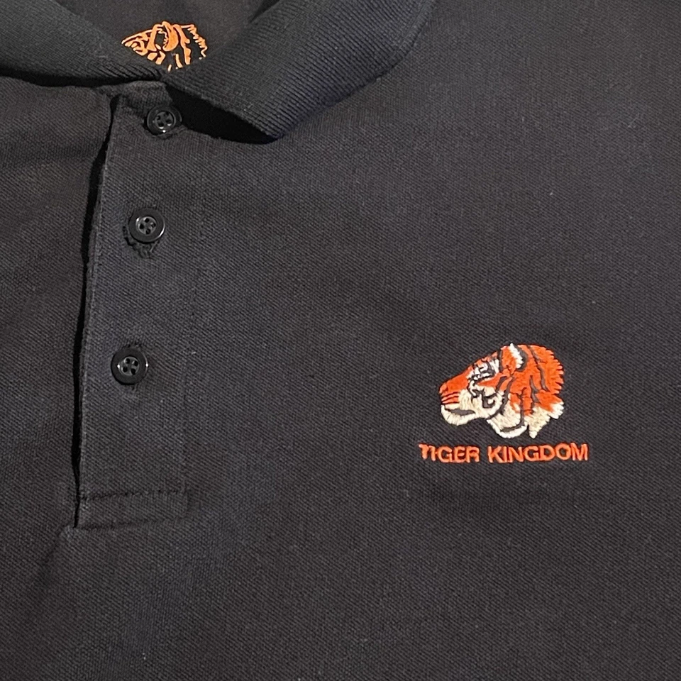 Camisa Tiger Kingdom Hombre XL Negra Bordada Ligera Informal Tailandia Polo Foto 4 de 4