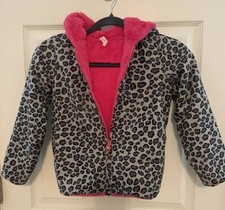 Hanna Andersson girls 120 6-7 reversible cheetah print hot pink fur jacket
