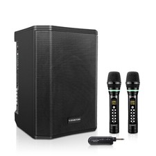 Sound Town Portable PA System One Power PA Speaker Two UHF Mic CARPO-S1SWM01 