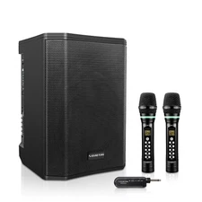 Sound Town Portable PA System One Power PA Speaker Two UHF Mic (CARPO-S1SWM01)