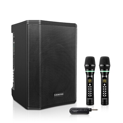 #ad Sound Town Portable PA System One Power PA Speaker Two UHF Mic CARPO S1SWM01 $195.49