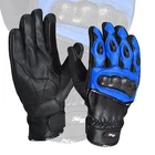 Blue Premium Leather Summer Motorcycle Motorbike Gloves Cowhide
