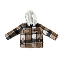 Shein Boys Plaid Button Up Hoodie Size 5Y C106 
