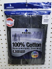 Men's Black Heavyweight Cotton Thermal Top or Bottom sizes S to 3X Indera Mills