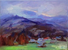 Landscape painting Original art Impressionism Oil on canvas by S. Chernyakovsky