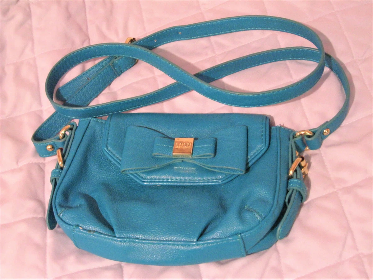 Small Teal Leather Crossbody Purse