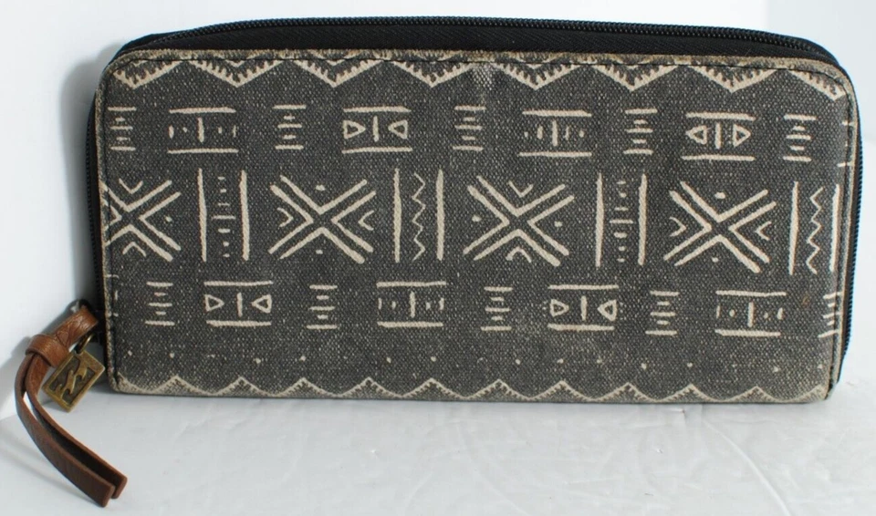 Cartera sin asas Billabong con cremallera gris tarjetero de crédito 8,5 pulgadas de largo Foto 3 de 4