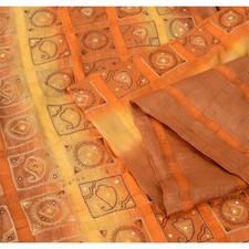 Sanskriti Vintage Indian Sarees Pure Silk Embroidered Premium Sari Craft Fabric
