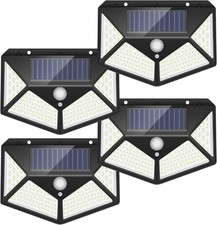 4 Pz Lampada Luce Faretto Faro Esterno Energia Solare 100 Led Sensore Movimento