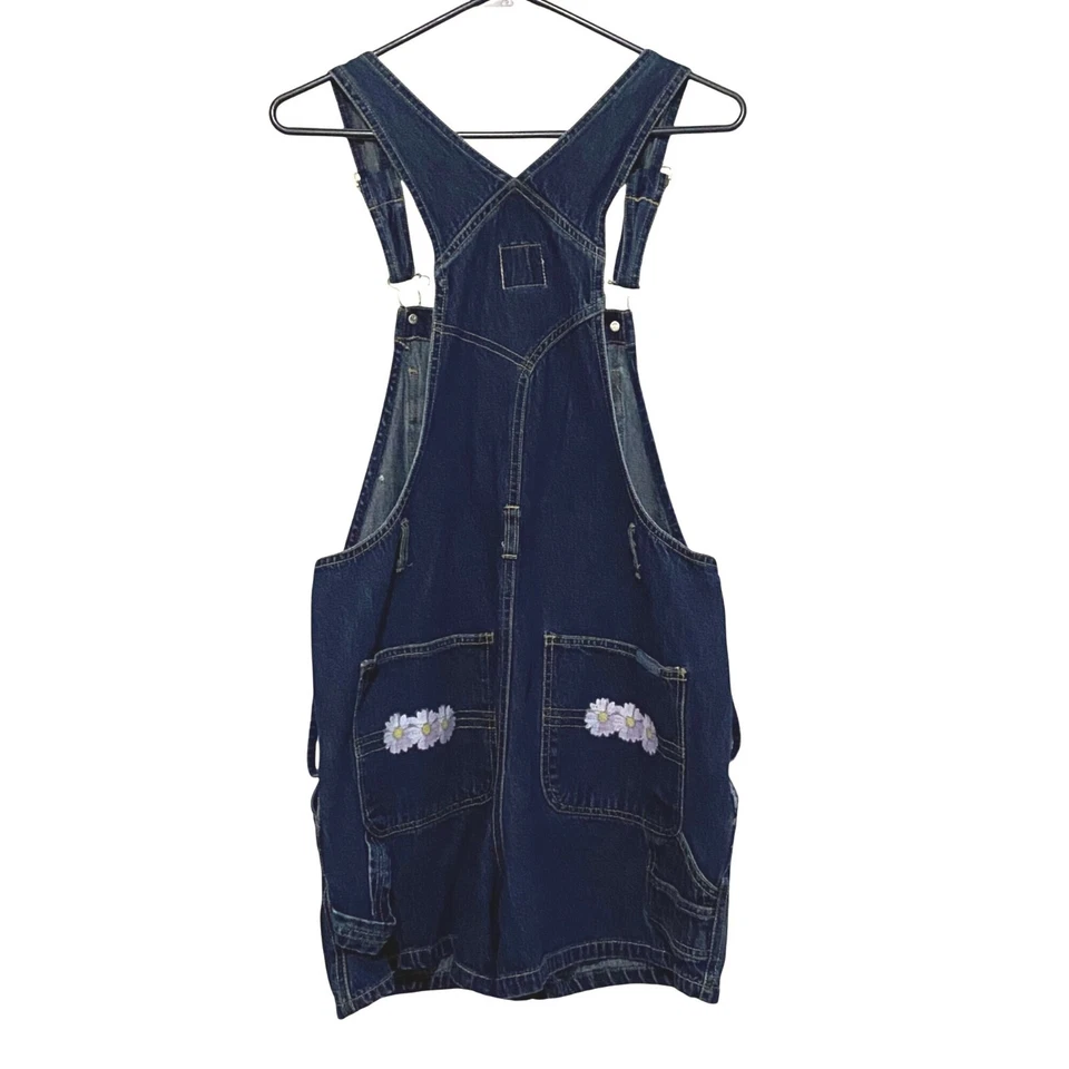 Route 66 Womens Shortalls S Blue Jean Denim Boho Hippie Floral Granola Girl - Image 3 of 4