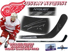 GUSTAV NYQUIST Signed 2014 WARRIOR COVERT Game Used Stick RED WINGS - w/COA