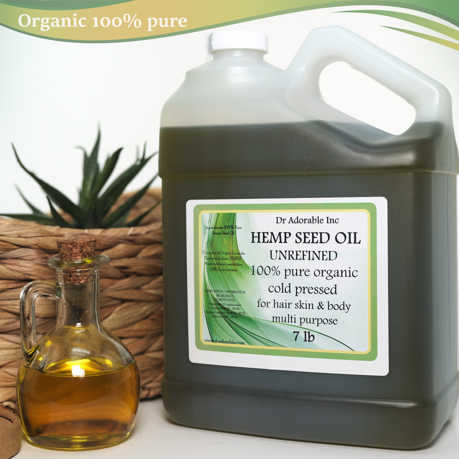 Premium 100% Pure Organic Cold Pressed Best Fresh Hemp Seed Oil 2 oz up to 7 LB