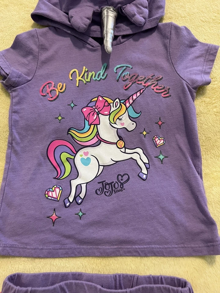 Conjunto Pantalones Cortos Nickelodeon Jojo Siwa Be Kind Together - Talla 4 - Unicornio Con Capucha Foto 2 de 4