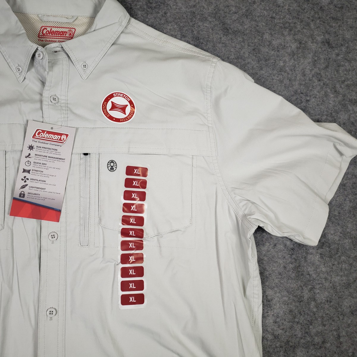 Chemise De Camping Coleman Homme - XL - Beige - Manches Courtes - Ventilée Stretch