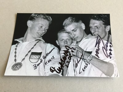HARY - CULLMANN - LAUER - MAHLENDORF OS 1960/1. 4x100m Signed Photo 10x15 