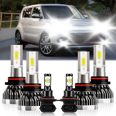 For Kia Soul 2021-2024 6Pcs Kit LED Headlight Hi Lo+Fog Light Bulbs Super Bright