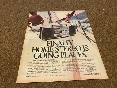 PTRBK8 ADVERT 13X11 GENERAL ELECTRIC. GE HOME'N GO STEREO