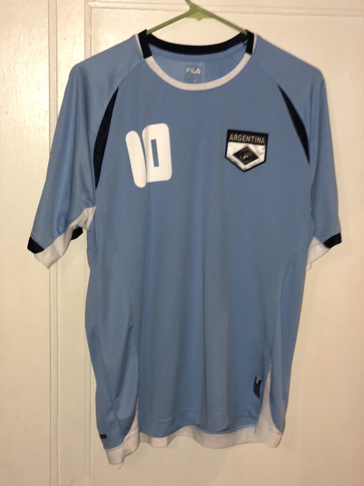 Fila Jersey 10 Argentina Medium M Light Blue Soccer Futbol Vintage
