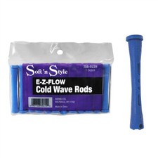 ST-356-BLSH BEAUTY SALON COLD WAVE HAIR PERM RODS - 1 DOZEN BLUE SHORT