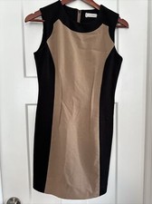 Calvin Klein Black And Tan Colorblock Sheath Women's Size 2 Casual Cocktail